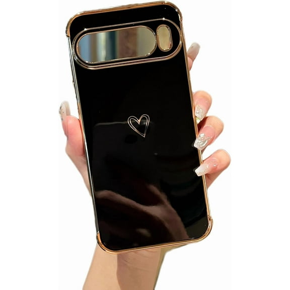 Google Pixel 10/10 Pro 6.3" Case, Cute Love Hearts Pattern, Camera Protection, Phone Cover for Girls & Women