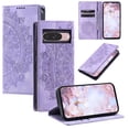 thumbnail image 1 of For Google Pixel 10 / 10 Pro 6.3" Totem Embossed Strong Magnetic Attachment/Closure, Card Slots/Pocket, PU Leather Flip Wallet Case,Purple,For Pixel 10 / 10 Pro, 1 of 8
