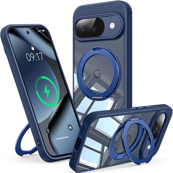 JETeacka for Google Pixel 10 Case 360° Rotatable Stand, Pixel 10 Pro Magnetic Case Shockproof Lens Protection Anti-Yellowing, Blue