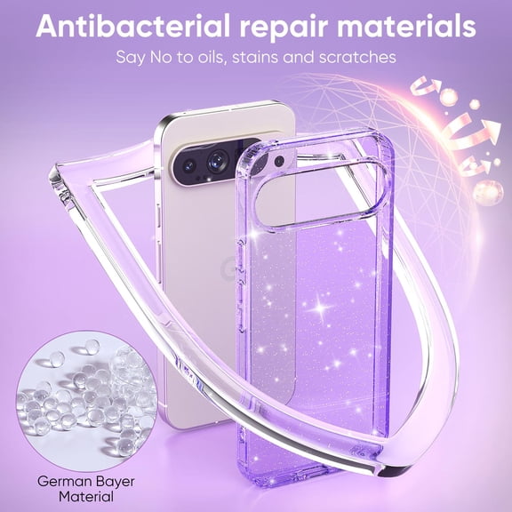 for Google Pixel 10 /10 Pro Glitter Crystal Case for Women,Cute Bling Sparkle Sparkly Shiny Reflective Soft TPU Silicone Shockproof Girls Slim Protective Case For Google Pixel 10 /10 Pro,Purple