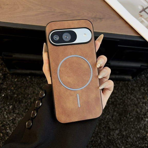 for Google Pixel 10 /10 Pro Magnetic Case – Classic PU Leather Cover Compatible with Mag-Safe, Shockproof Slim Fit Lightweight Anti-Scratch Hybrid Phone Case for Google Pixel 10 /10 Pro, Brown
