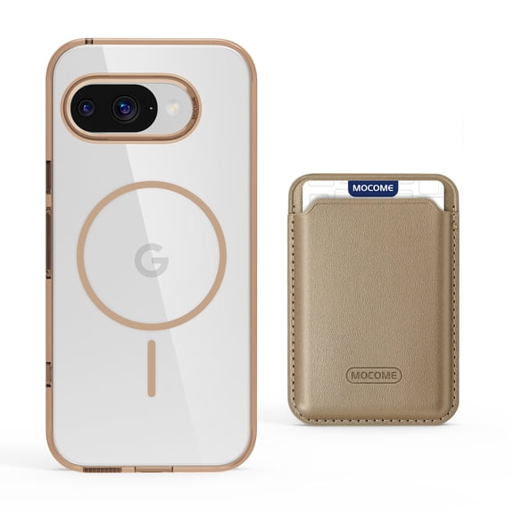 For Google Pixel 10 /10 Pro Magnetic Clear Wallet Phone Case,Magnetic Detachable Card Holder,Compatible with Mag-Safe,Military-Grade Protection,Shockproof Transparent Thin Fit Phone Case,Desertgold