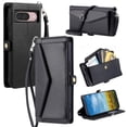 thumbnail image 1 of For Google Pixel 10/10 Pro Wallet Phone Case-PU Leather Flip Cover with 3 Credit Card Slots,Hidden buckle Pocket & Detachable Shoulder Strap and Wrist Strap,Shockproof,Black,For Pixel 10/10 Pro, 1 of 11