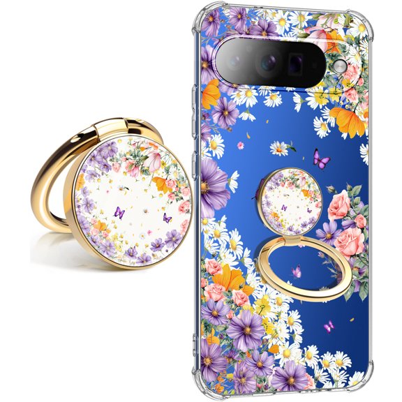 for Google Pixel 10 Case Camera Lens Protector, [Flowers Slim]+[Anti-Drop Shockproof Protective] Soft TPU Women Stylish Pixel 10 Phone Covers 6.3 Inch