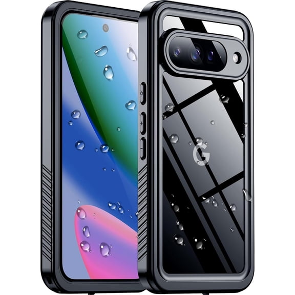 for Google Pixel 10 Case Waterproof, [12FT Military-Grade Drop Protection] [IP68 Water Resistance] [Privacy Screen Protector] Full Body Protection Phone Case-Black