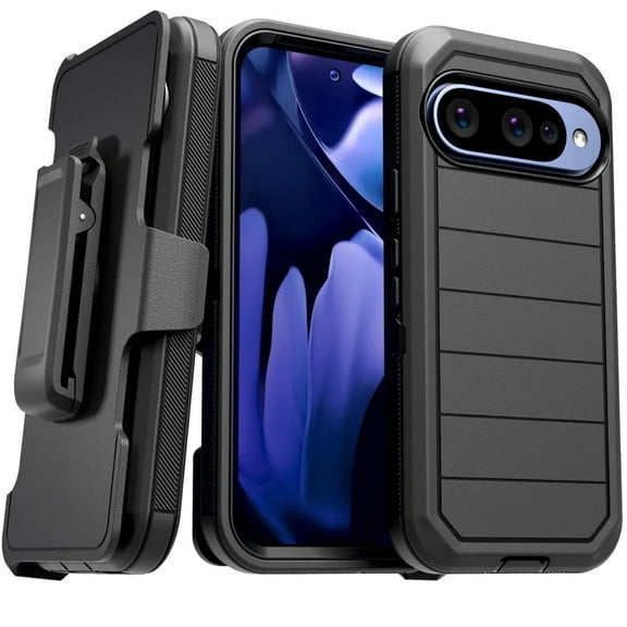 Defender Case for Google Pixel 10 with Belt Clip, Kickstand, Dual-Layer, Black