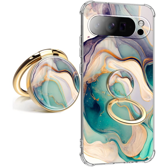 for Google Pixel 10 Pro Case Camera Lens Protector, [Flowers Slim]+[Anti-Drop Shockproof Protective] Soft TPU Women Stylish Pixel 10 Phone Covers 6.3 Inch（Alpine Lake with Holder）