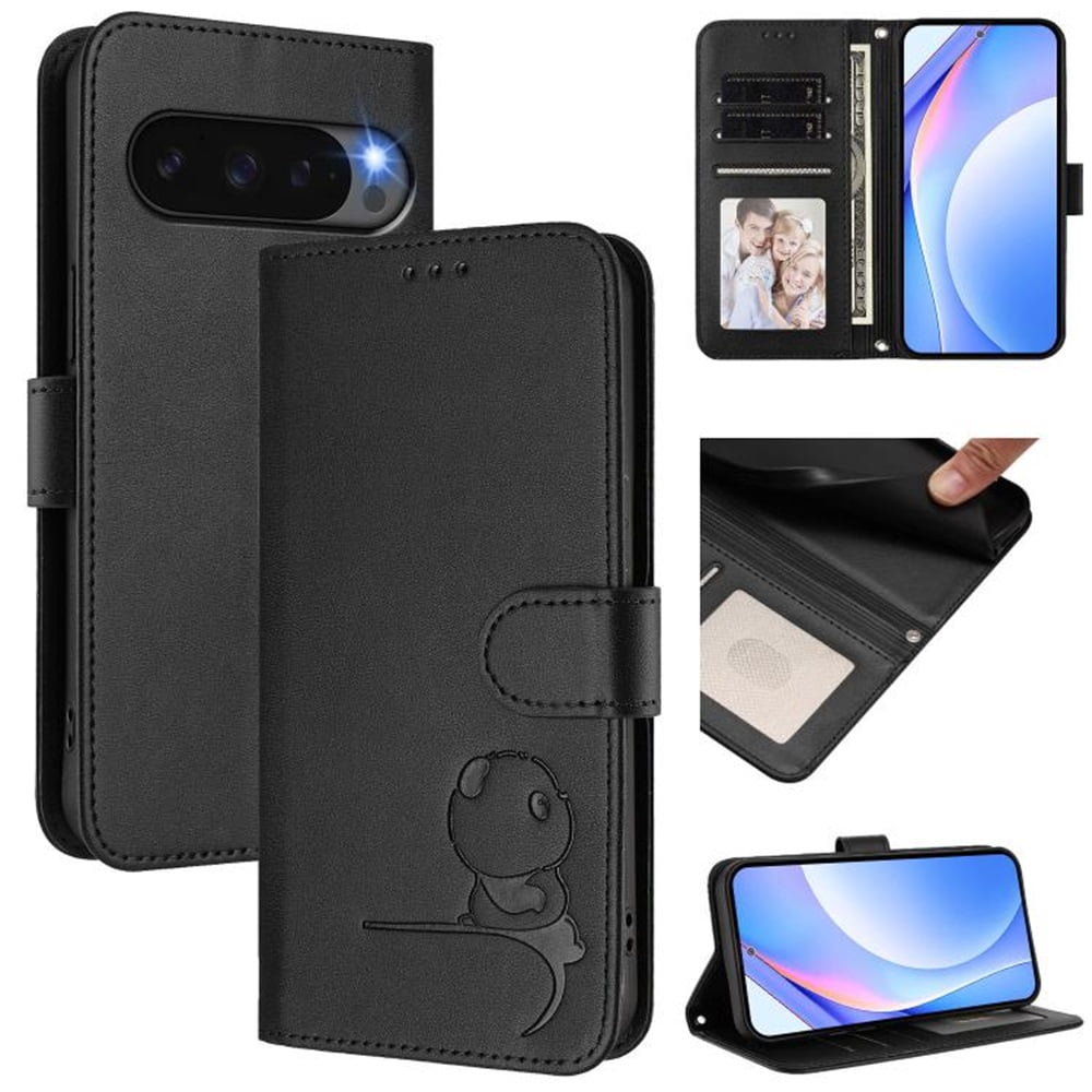 HONLEN Custodia per Google Pixel 4a (4G) (5.81 Inches) Magnetica Portafoglio Pelle Case con Supporto e 2 Slot Schede Flip Telefono Cover - Nero