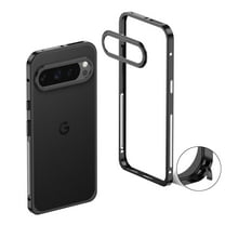 For Google Pixel 10 Pro Metal Bumper Phone Case,With Lens Protector,Slim Fit No Back No Frame Backless Metal Bumper 4 Corners Shockproof Rugged Heat Dissipation Frame Phone Case,Black