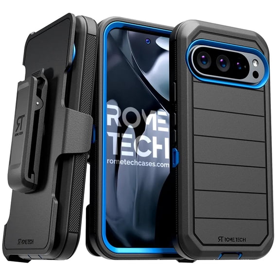 Defender Case for Google Pixel 10 Pro XL with Belt Clip, Kickstand, Dual-Layer, Black/Blue