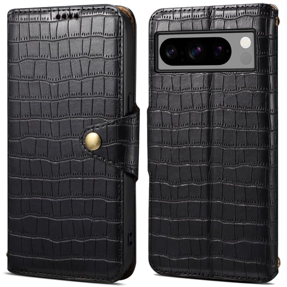 for Google Pixel 10 Pro XL Leather Phone Case Wallet Luxury Classic Crocodile Check Pattern Folio Flip Magneitc Cover, with ID Credit Card Holder Coin Cash Slot, Kickstand Support
