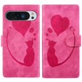 thumbnail image 1 of For Google Pixel 10 Pro XL , Pixel 9 Pro XL 6.8" Cat Patterned Embossed Strong Magnetic Attachment/Closure, Card Slots/Pocket, PU Leather Flip Wallet Case ﻿,Pink, 1 of 7