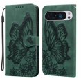 thumbnail image 1 of For Google Pixel 10 Pro XL , Pixel 9 Pro XL 6.8" Large Butterfly Pattern Embossed Strong Magnetic Attachment/Closure, Card Slots/Pocket, PU Leather Flip Wallet Case ﻿,Green, 1 of 7