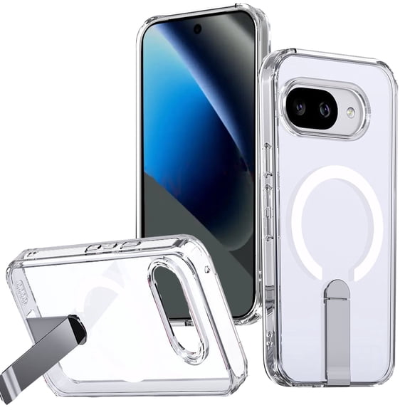 for Google Pixel 10A Case,Magnetic Slim Fit Compatible with MagSafe,Invisible Adjustable Stand,Military Grade Protection Clear Matte Cover for Pixel 10A 6.3"(Clear)