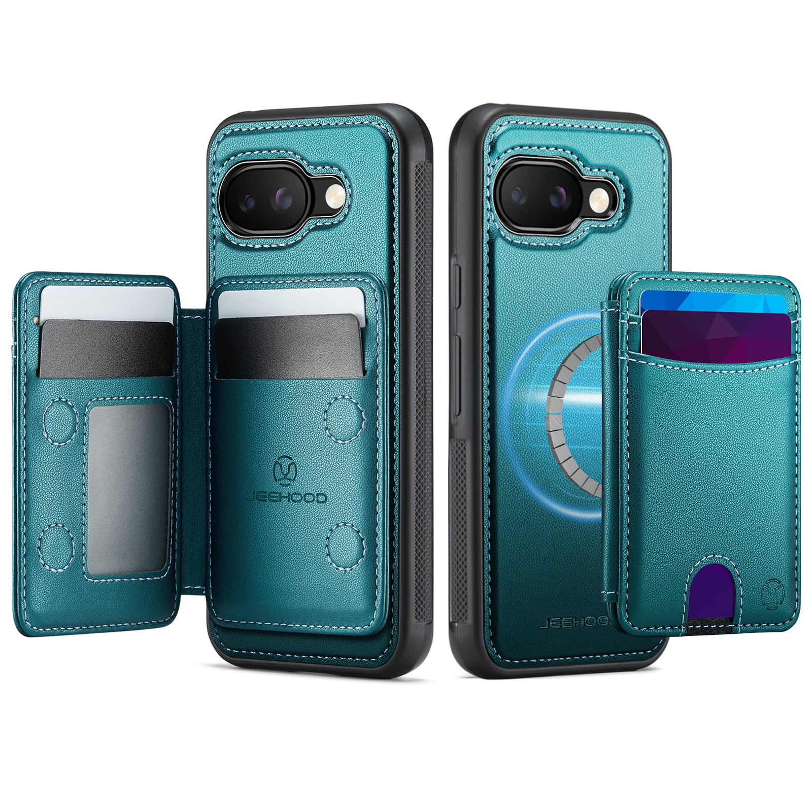 For Google Pixel 10A Phone Case,2-in-1 Magnetic Removable Flip Card Holder,Compatible With Mag-Safe,Anti-Scratch PU Leather,With Card Slots,Kickstand,Shockproof Durable Phone Case,Blue