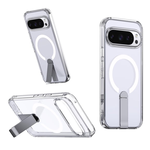 for Google Pixel 10a Case with Kickstand, Support Wireless Charging, Compatible with Magsafe, Military-Grade Protection Shockproof Slim Fit Bracket Back Case for Google Pixel 10a, Clear