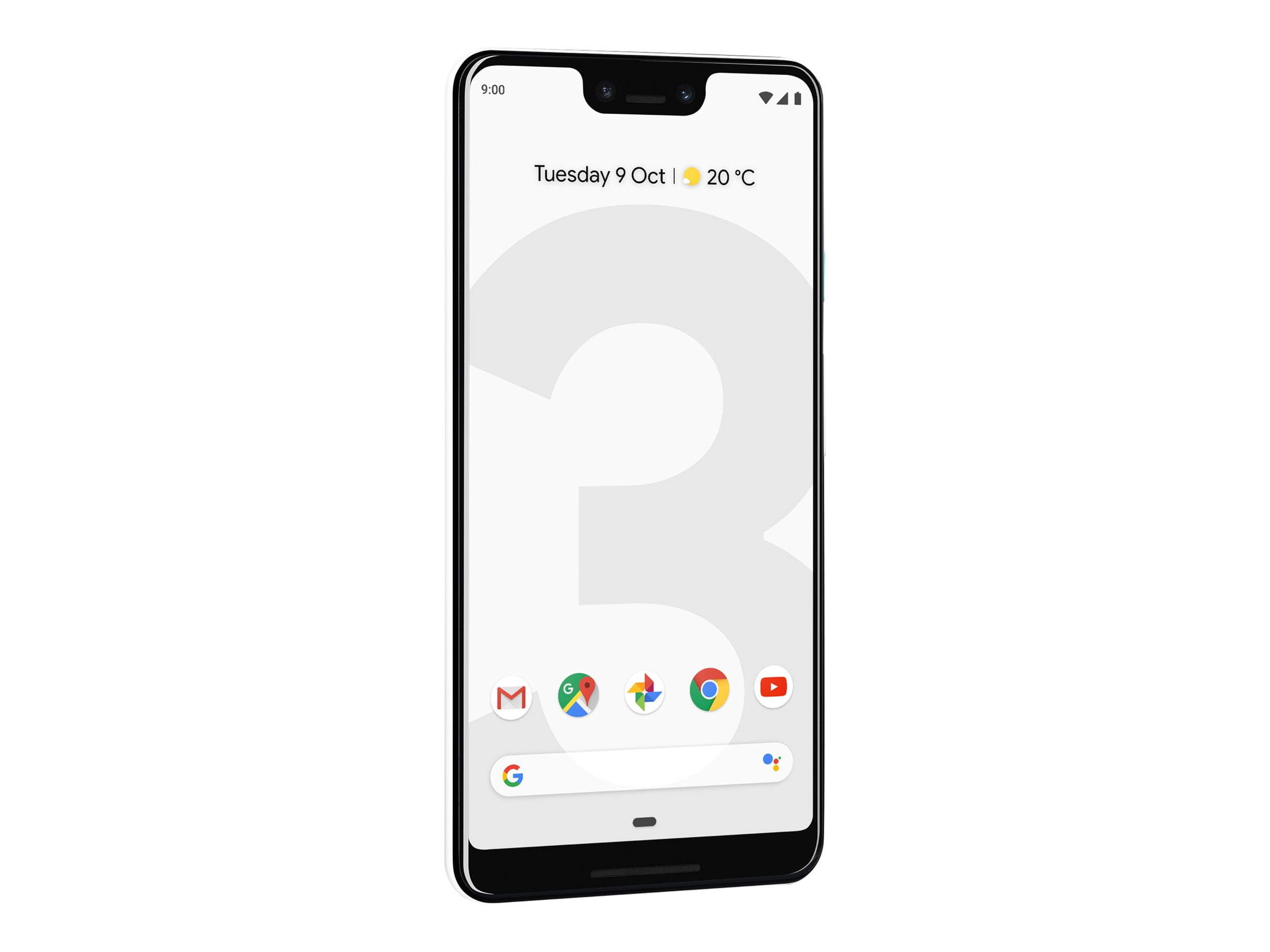 Google Pixel 3 XL - 4G smartphone - RAM 4 GB / Internal Memory 128 GB - OLED display - 6.3" - 2960 x 1440 pixels - rear camera 12.2 MP - 2x front cameras 8 MP, 8 MP - clearly white