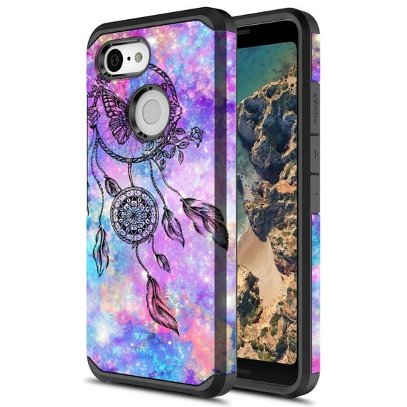 Rosebono Slim Hybrid Dual Layer Graphic Fashion Colorful Cover Armor Cell Phone Case for Google Pixel 3 XL, Blue