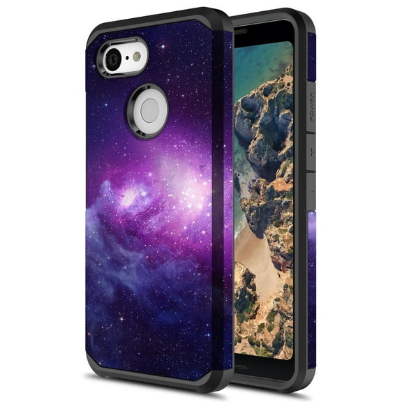 Rosebono Slim Hybrid Dual Layer Graphic Fashion Colorful Cover Armor Cell Phone Case for Google Pixel 3 XL, Galaxy