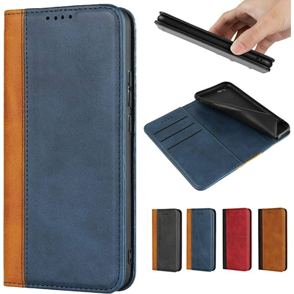 Google Pixel 3a Wallet Case,Premium PU Leather Flip Folio Case with Card Slot,Kickstand Holder Magnetic Closure [TPU Shockproof Interior Protective Case] for Google Pixel 3a,Blue+Khaki