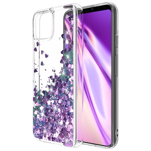 Google Pixel 4 Case, Kaesar Quicksand Flowing Liquid Floating Ultra Thin Shock Absorption Clear TPU Case for Google Pixel 4 (Purple)