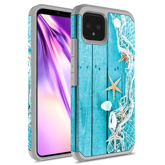 Google Pixel 4 Case, Kaesar Slim Hybrid Dual Layer Shockproof Hard Cover Graphic Fashion Cute Colorful Silicone Skin Cover Armor Case for Google Pixel 4 (Starfish)