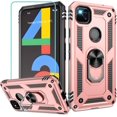 thumbnail image 1 of Google Pixel 4A Case (No fit for Pixel 4A 5G) with HD Screen Protector, Military-Grade Protective Heavy Duty Phone Case with Magnetic Kickstand Ring for Google Pixel 4A Rose Gold, 1 of 15