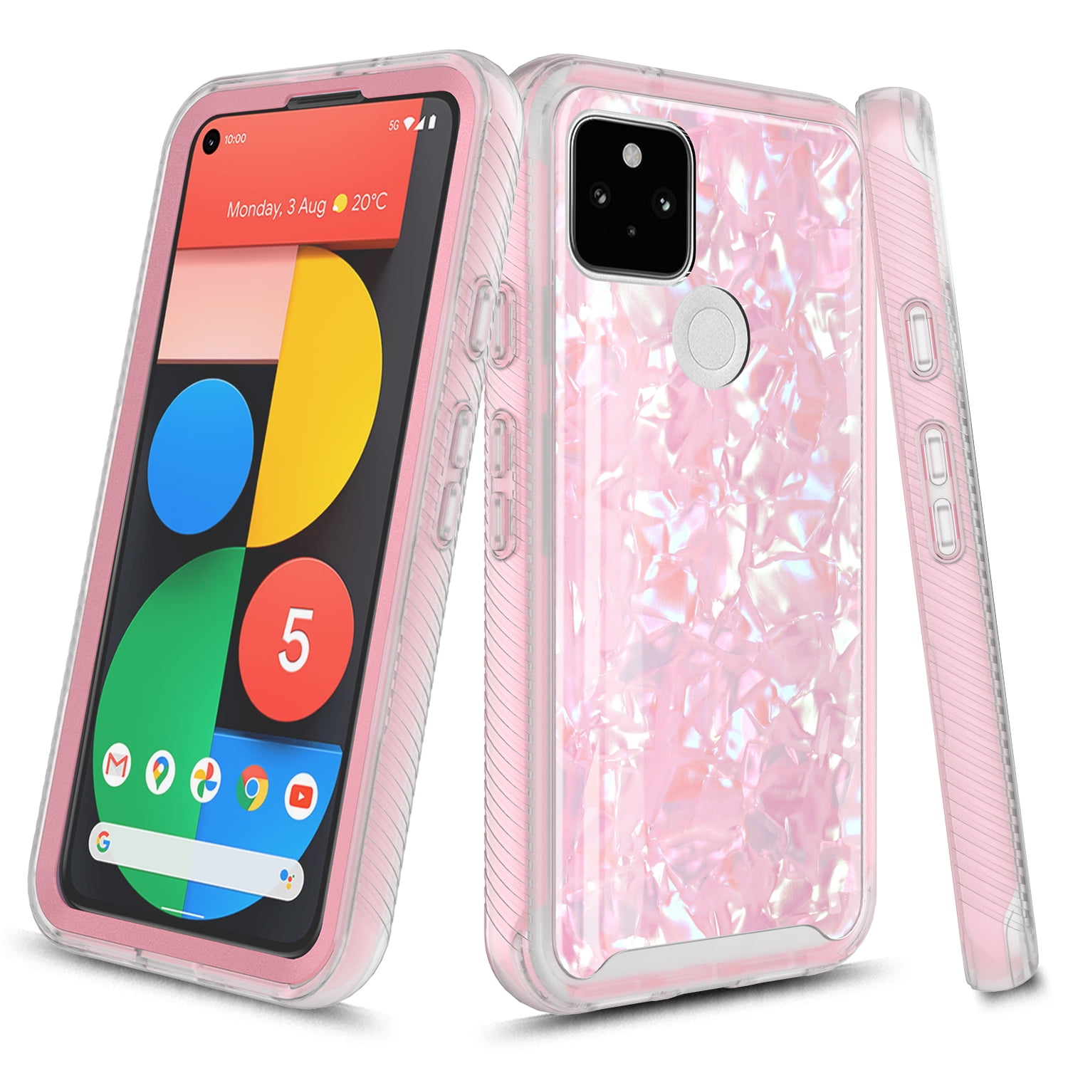 Google Pixel 4a with 5G Case (For 5G Version ONLY), Rosebono Graphic Design  Shockproof Impact Resistant Protective Full-Body Rugged Clear Hybrid