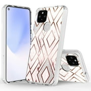 Google Pixel 4a with 5G Case, Rosebono Bling Glitter Sparkle Diamond Rhombus Marble Graphic Fashion Cute Colorful Skin Cover Shockproof Case for Google Pixel 4a 5G Version