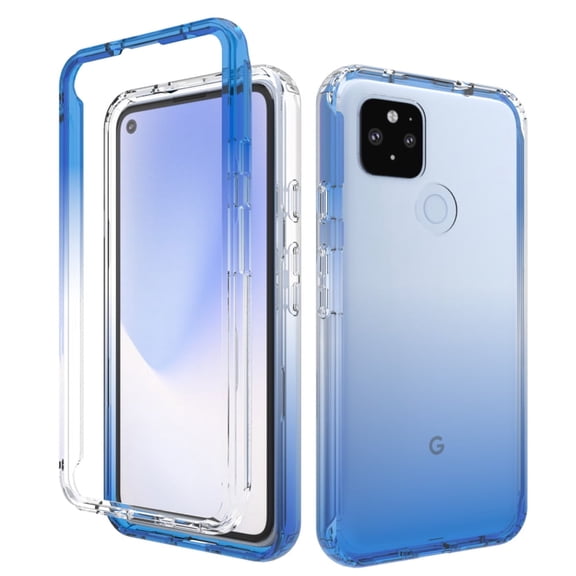 Google Pixel 4a with 5G Case, Rosebono Full-Body Rugged Ultra Transparency Hybrid Protective Case With Built-in Screen Protector Google Pixel 4a 5G Version (Blue)