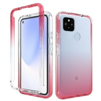 Google Pixel 4a with 5G Case, Rosebono Full-Body Rugged Ultra Transparency Hybrid Protective Case With Built-in Screen Protector Google Pixel 4a 5G Version (Red)