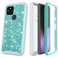 thumbnail image 1 of for Google Pixel 5 Pixel 5G Glitter Case Phone Case Dual Layer Full-Body Rugged Clear Back Case Drop Resistant Shockproof Case with Built In Screen Protector (Teal), 1 of 4