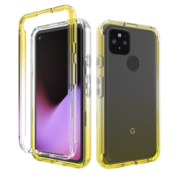 Google Pixel 5 Case, Rosebono Full-Body Rugged Ultra Transparency Hybrid Protective Case With Built-in Screen Protector Google Pixel 5 Version (Yellow)