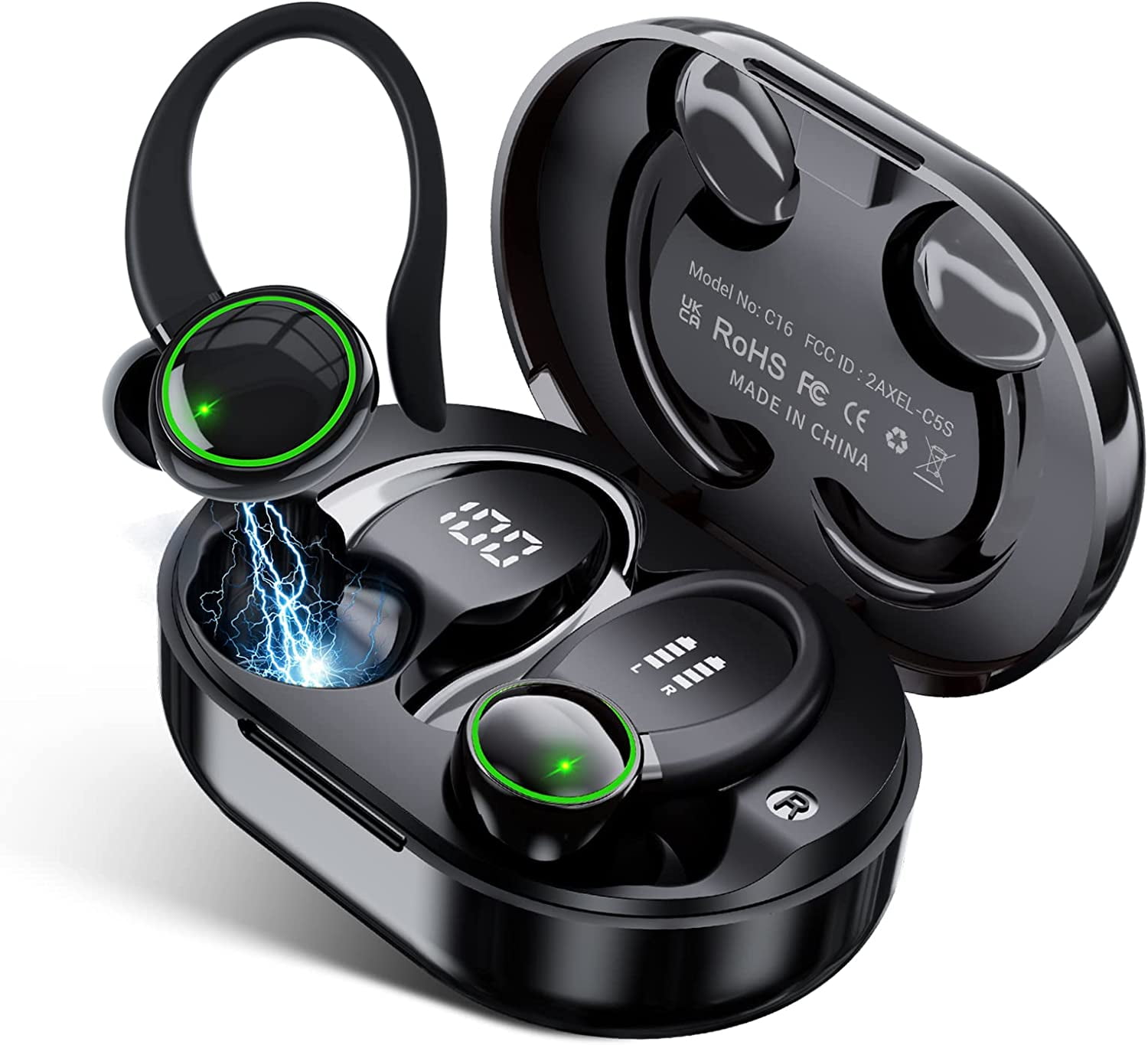 for Google Pixel 6 Bluetooth 5.3 Headphones 3D Stereo with Earhook 40H Touch Control Over Ear Headphones IP7 Waterproof Earphones Built in Mic for Running Workout Sport Walmart