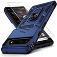 thumbnail image 1 of for Google Pixel 6 Case with Camera Lens Cover HD Screen Protector, 10 FT Military Grade Drop Protection, Magnetic Ring Holder Kickstand Protective Phone Case, Navy Blue, 1 of 6