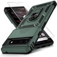 thumbnail image 1 of for Google Pixel 6 Case with Camera Lens Cover HD Screen Protector, 10 FT Military Grade Drop Protection, Magnetic Ring Holder Kickstand Protective Phone Case, Pine Green, 1 of 12