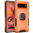thumbnail image 1 of for Google Pixel 6 Case, Rugged Shockproof Heavy Duty Soft TPU Rubber Bumper Hard PC Back Hybrid Protective Case [with Ring Stand] for Google Pixel 6 (Without Screen Protector) - Orange, 1 of 8