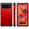 thumbnail image 1 of for Google Pixel 6 Case, Slim Dual Layer 3 in 1 Heavy Duty Protection Hybrid Hard PC Soft Silicone Rugged Bumper Anti Slip Full-Body Protective Cases for Google Pixel 6 2021, Red, 1 of 6