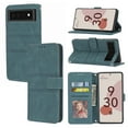 thumbnail image 1 of For Google Pixel 6 Flip Case, Premium PU Leather Folio Flip with Design Card Slots Wrist Strap Shockproof Kickstand Magnetic Protective Girls Cover For Google Pixel 6, Darkgreen, 1 of 8