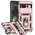 thumbnail image 1 of Google Pixel 6 Kickstand Armor Case with Slide Camera Lens Protection Cover Built-in 360° Rotate Ring Holder Stand Magnetic Military Shockproof Phone Cover Case for Google Pixel 6, Rosegold, 1 of 8