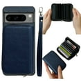 thumbnail image 1 of for Google Pixel 6 Phone Case [Magnetic 2-in-1 Detachable Zipper Wallet] [Back Card Slots Accordion Wallet Case] Shockproof PU Leather Cover with Wrist Strap for Google Pixel 6, Blue, 1 of 11