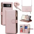 thumbnail image 1 of Google Pixel 6 Phone Case Wallet for Women Men with Crossbody Strap Lanyard,Google Pixel 6 Wallet Case with Card Holer,Zipper Pocket PU Leather Phone Case for Pixel 6, 6.4 Inch, Rosegold, 1 of 18