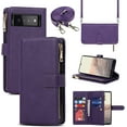 thumbnail image 1 of for Google Pixel 6 Phone Case Wallet for Women Men with Crossbody Strap Lanyard,Google Pixel 6 Wallet Case with Card Holer,Zipper Pocket PU Leather Phone Case for Pixel 6, 6.4 Inch, Purple, 1 of 18