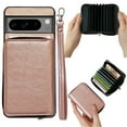 thumbnail image 1 of for Google Pixel 6 Phone Case with Wrist Strap [Back Zipper Accordion Wallet Case] [Magnetic 2-in-1 Detachable Purse] PU Leather Shockproof Women Men Cover for Google Pixel 6, Rosegold, 1 of 11