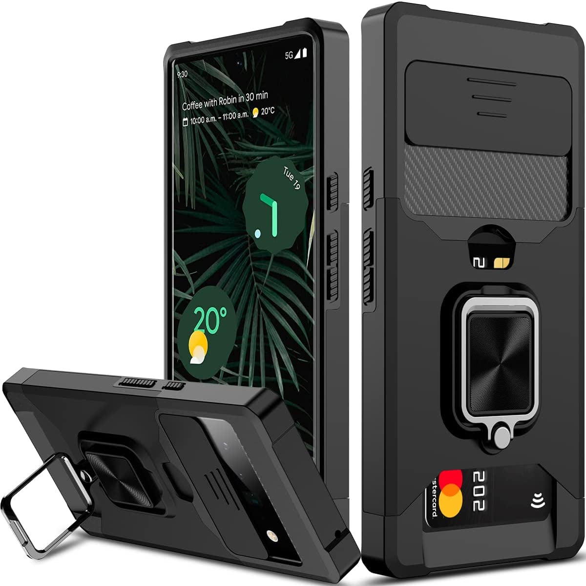 Google Pixel 6 Pro 6.7" Heavy Duty Case with Sliding Camera Cover, Card