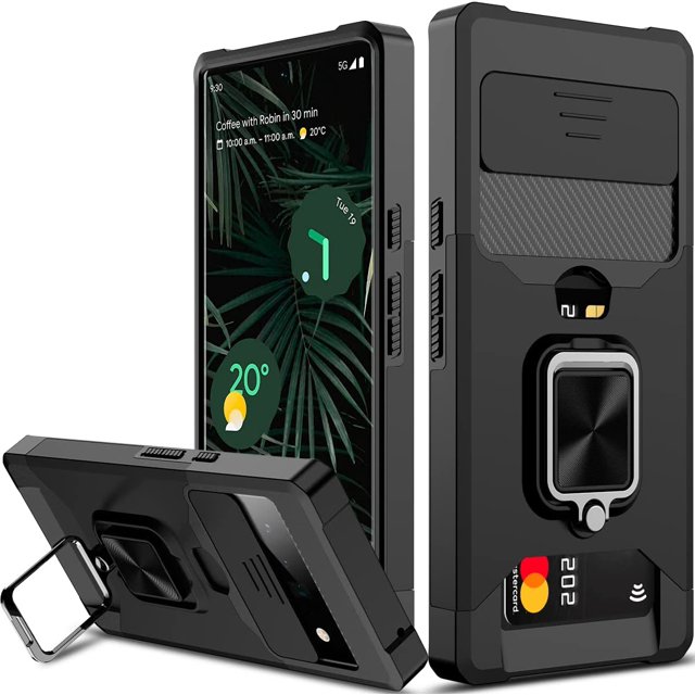 Google Pixel 6 Pro 6.7" Heavy Duty Case with Sliding Camera Cover, Card