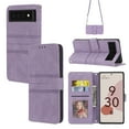 thumbnail image 1 of for Google Pixel 6 Pro Case, Embossed Leather Flip Stand Card Slots Protective Case,Shockproof Wallet Kickstand Crossbody Length 1.5m Shoulder Strap Phone Case For Google Pixel 6 Pro,Lightpurple, 1 of 10