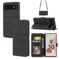 thumbnail image 1 of for Google Pixel 6 Pro Case, Embossed Leather Flip Stand Card Slots Protective Case,Shockproof Wallet Kickstand Crossbody Length 1.5m Shoulder Strap Phone Case For Google Pixel 6 Pro,Black, 1 of 10