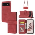 thumbnail image 1 of for Google Pixel 6 Pro Case, Embossed Leather Flip Stand Card Slots Protective Case,Shockproof Wallet Kickstand Crossbody Length 1.5m Shoulder Strap Phone Case For Google Pixel 6 Pro,Red, 1 of 10