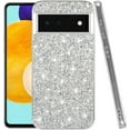 thumbnail image 1 of Google Pixel 6 Pro Case, Glitter Shockproof Silicone Protective Cover, Wireless Charging Compatible, Sparkly TPU and PC Women's Phone Case (Silver), 1 of 7